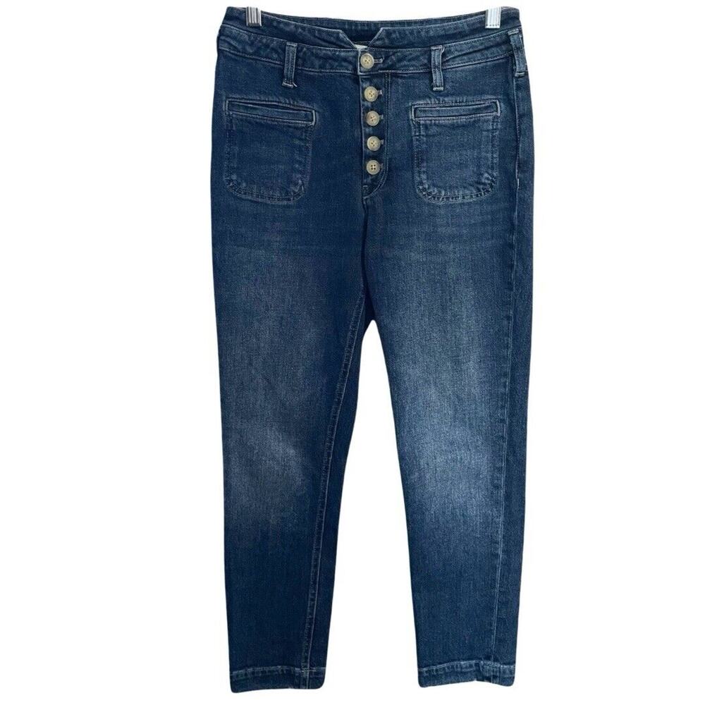 Pilcro Anthropologie High Rise Slim Jeans Women’s 26 Blue Button Fly Pockets